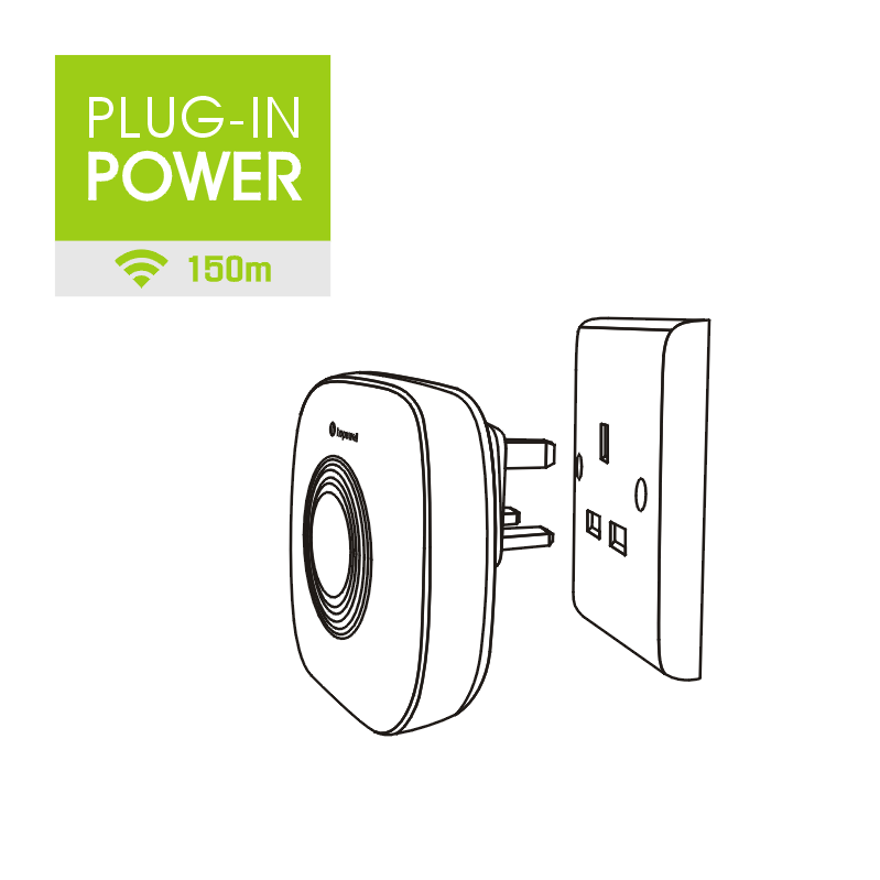 150m EXTRA Plug-In Wireless Call Bell + Doorbell