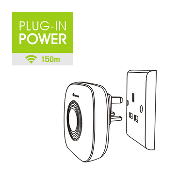 150m EXTRA Plug-In Wireless Call Bell + Doorbell