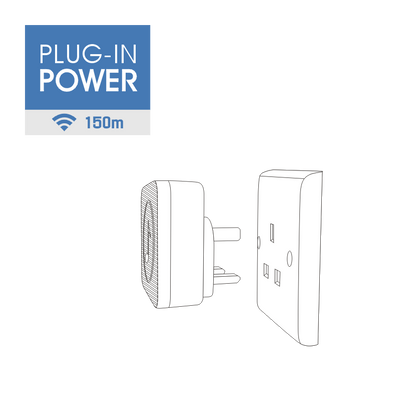 150m EXTRA Mini Battery-Free Plug-In Wireless Doorbell
