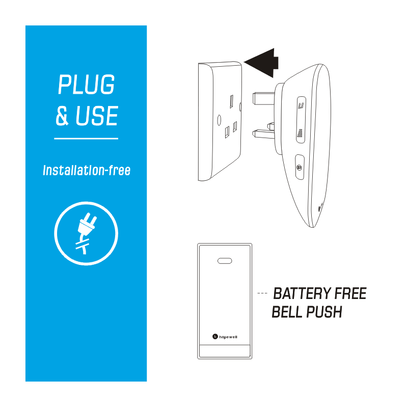 200m EXTRA Plug-In Battery-Free Wireless Doorbell &nbsp | &nbsp Twin Pack