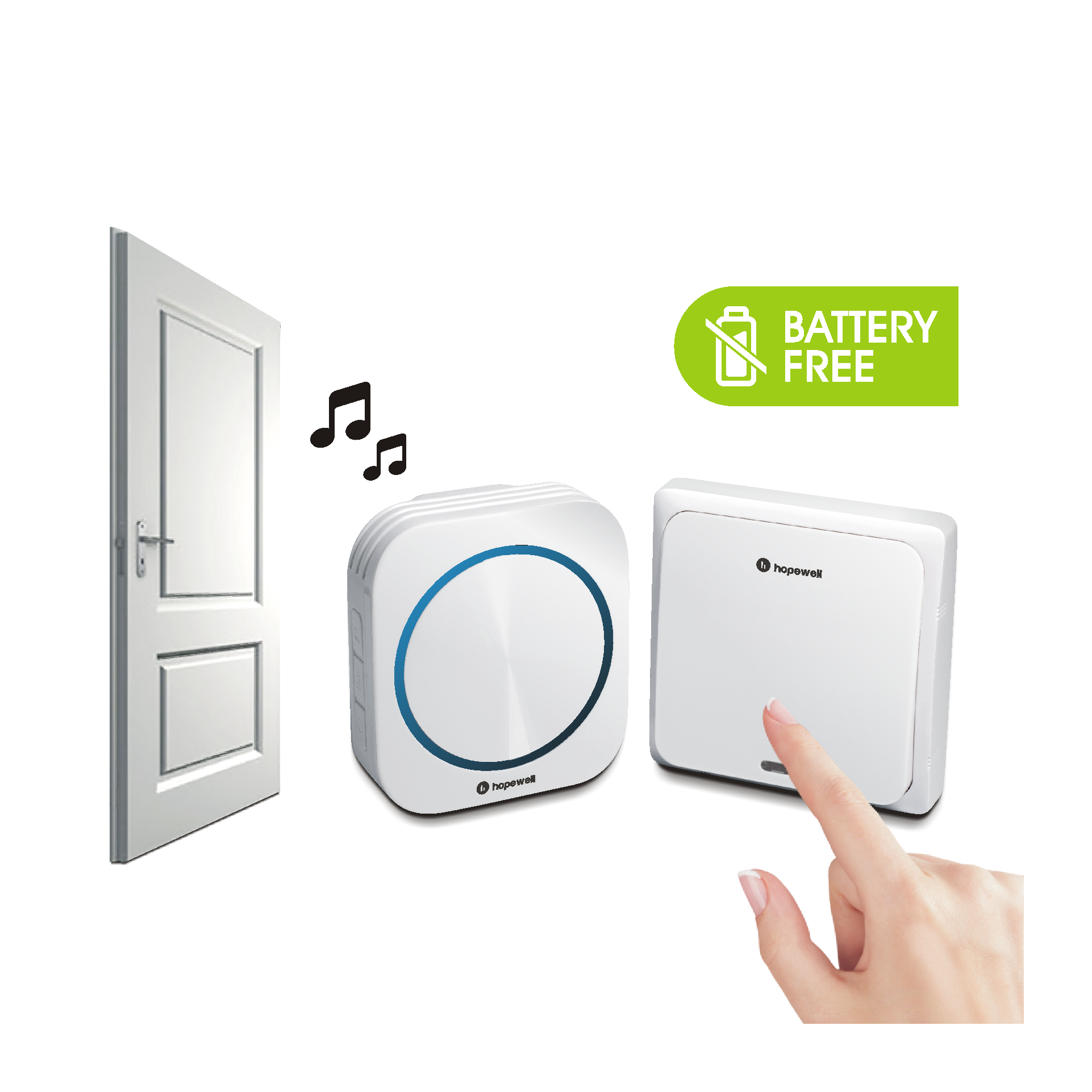 200m EXTRA Plug-In Battery-Free Wireless Doorbell