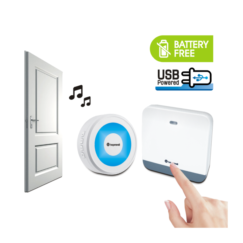 150m EXTRA USB Powered Battery-Free Wireless Doorbell