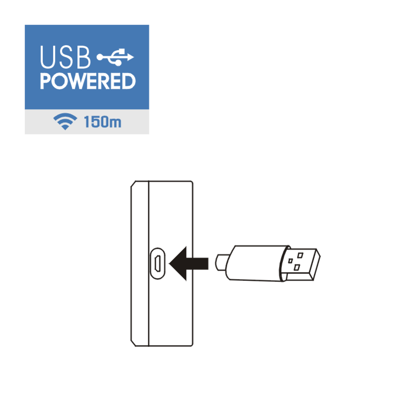 150m EXTRA USB Powered Battery-Free Wireless Doorbell